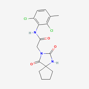 molecular formula C16H17Cl2N3O3 B7546152 N-(2,6-dichloro-3-methylphenyl)-2-(2,4-dioxo-1,3-diazaspiro[4.4]nonan-3-yl)acetamide 