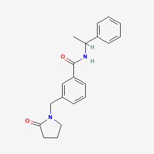 molecular formula C20H22N2O2 B7546156 3-[(2-oxopyrrolidin-1-yl)methyl]-N-(1-phenylethyl)benzamide 