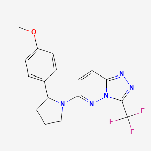 molecular formula C17H16F3N5O B7546165 6-[2-(4-Methoxyphenyl)pyrrolidin-1-yl]-3-(trifluoromethyl)-[1,2,4]triazolo[4,3-b]pyridazine 