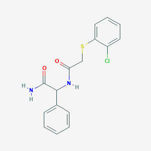 molecular formula C16H15ClN2O2S B7546187 2-[[2-(2-Chlorophenyl)sulfanylacetyl]amino]-2-phenylacetamide 