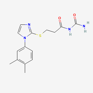 molecular formula C15H18N4O2S B7546188 N-carbamoyl-3-[1-(3,4-dimethylphenyl)imidazol-2-yl]sulfanylpropanamide 