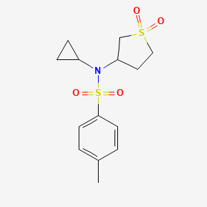 molecular formula C14H19NO4S2 B7546193 N-cyclopropyl-N-(1,1-dioxothiolan-3-yl)-4-methylbenzenesulfonamide 