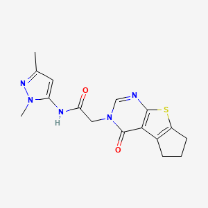 N-(2,5-dimethylpyrazol-3-yl)-2-(12-oxo-7-thia-9,11-diazatricyclo[6.4.0.02,6]dodeca-1(8),2(6),9-trien-11-yl)acetamide