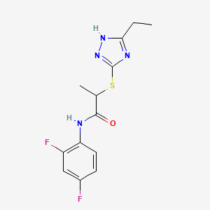molecular formula C13H14F2N4OS B7546258 N-(2,4-difluorophenyl)-2-[(5-ethyl-1H-1,2,4-triazol-3-yl)sulfanyl]propanamide 
