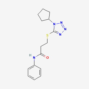 molecular formula C15H19N5OS B7546262 3-(1-cyclopentyltetrazol-5-yl)sulfanyl-N-phenylpropanamide 