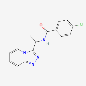 molecular formula C15H13ClN4O B7546275 4-chloro-N-[1-([1,2,4]triazolo[4,3-a]pyridin-3-yl)ethyl]benzamide 