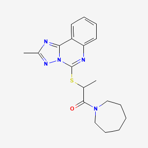 molecular formula C19H23N5OS B7546308 1-(Azepan-1-yl)-2-[(2-methyl-[1,2,4]triazolo[1,5-c]quinazolin-5-yl)sulfanyl]propan-1-one 
