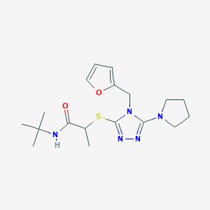 molecular formula C18H27N5O2S B7546339 N-tert-butyl-2-[[4-(furan-2-ylmethyl)-5-pyrrolidin-1-yl-1,2,4-triazol-3-yl]sulfanyl]propanamide 