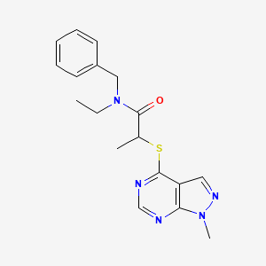 molecular formula C18H21N5OS B7546364 N-benzyl-N-ethyl-2-(1-methylpyrazolo[3,4-d]pyrimidin-4-yl)sulfanylpropanamide 