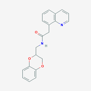 molecular formula C20H18N2O3 B7546379 N-(2,3-dihydro-1,4-benzodioxin-3-ylmethyl)-2-quinolin-8-ylacetamide 