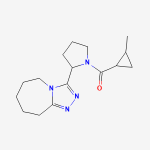 molecular formula C16H24N4O B7546381 (2-methylcyclopropyl)-[2-(6,7,8,9-tetrahydro-5H-[1,2,4]triazolo[4,3-a]azepin-3-yl)pyrrolidin-1-yl]methanone 
