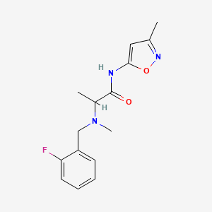 molecular formula C15H18FN3O2 B7546400 2-[(2-fluorophenyl)methyl-methylamino]-N-(3-methyl-1,2-oxazol-5-yl)propanamide 