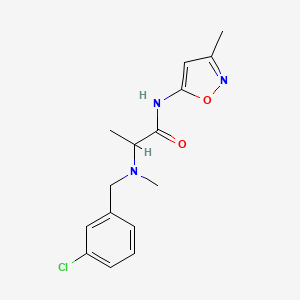 molecular formula C15H18ClN3O2 B7546413 2-[(3-chlorophenyl)methyl-methylamino]-N-(3-methyl-1,2-oxazol-5-yl)propanamide 