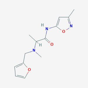 molecular formula C13H17N3O3 B7546417 2-[furan-2-ylmethyl(methyl)amino]-N-(3-methyl-1,2-oxazol-5-yl)propanamide 