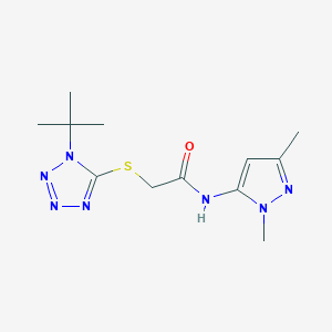 molecular formula C12H19N7OS B7546433 2-(1-tert-butyltetrazol-5-yl)sulfanyl-N-(2,5-dimethylpyrazol-3-yl)acetamide 