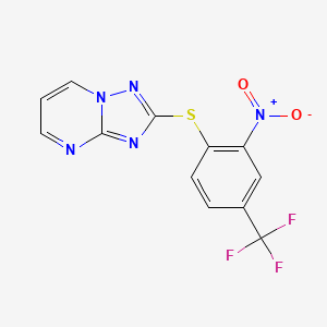 molecular formula C12H6F3N5O2S B7546469 2-[2-Nitro-4-(trifluoromethyl)phenyl]sulfanyl-[1,2,4]triazolo[1,5-a]pyrimidine 