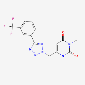 molecular formula C15H13F3N6O2 B7546610 1,3-Dimethyl-6-[[5-[3-(trifluoromethyl)phenyl]tetrazol-2-yl]methyl]pyrimidine-2,4-dione 