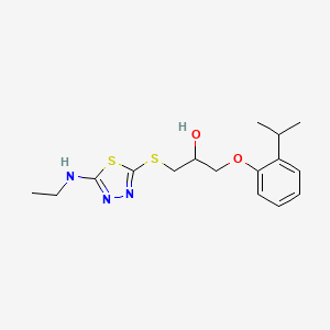 molecular formula C16H23N3O2S2 B7546624 1-[[5-(Ethylamino)-1,3,4-thiadiazol-2-yl]sulfanyl]-3-(2-propan-2-ylphenoxy)propan-2-ol 