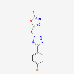 molecular formula C12H11BrN6O B7546632 2-[[5-(4-Bromophenyl)tetrazol-2-yl]methyl]-5-ethyl-1,3,4-oxadiazole 