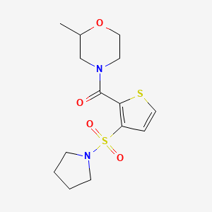 molecular formula C14H20N2O4S2 B7546662 (2-Methylmorpholin-4-yl)-(3-pyrrolidin-1-ylsulfonylthiophen-2-yl)methanone 