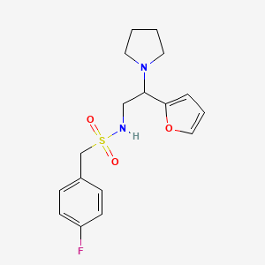 molecular formula C17H21FN2O3S B7546703 1-(4-fluorophenyl)-N-[2-(furan-2-yl)-2-pyrrolidin-1-ylethyl]methanesulfonamide 