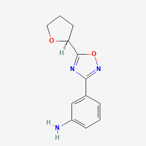molecular formula C12H13N3O2 B7546726 3-[5-[(2S)-oxolan-2-yl]-1,2,4-oxadiazol-3-yl]aniline 