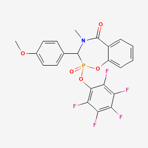 molecular formula C22H15F5NO5P B7546746 3-(4-methoxyphenyl)-4-methyl-2-oxo-2-(2,3,4,5,6-pentafluorophenoxy)-3H-1,4,2lambda5-benzoxazaphosphepin-5-one 