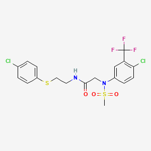 molecular formula C18H17Cl2F3N2O3S2 B7546759 2-[4-chloro-N-methylsulfonyl-3-(trifluoromethyl)anilino]-N-[2-(4-chlorophenyl)sulfanylethyl]acetamide 