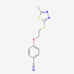 molecular formula C12H11N3OS2 B7546850 4-[2-[(5-Methyl-1,3,4-thiadiazol-2-yl)sulfanyl]ethoxy]benzonitrile 
