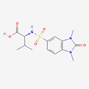 molecular formula C14H19N3O5S B7546960 (2R)-2-[(1,3-dimethyl-2-oxobenzimidazol-5-yl)sulfonylamino]-3-methylbutanoic acid 