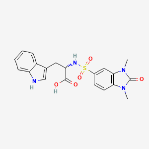 molecular formula C20H20N4O5S B7546985 (2S)-2-[(1,3-dimethyl-2-oxobenzimidazol-5-yl)sulfonylamino]-3-(1H-indol-3-yl)propanoic acid 