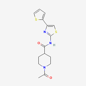 molecular formula C15H17N3O2S2 B7547026 1-acetyl-N-(4-thiophen-2-yl-1,3-thiazol-2-yl)piperidine-4-carboxamide 