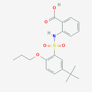 molecular formula C20H25NO5S B7547056 2-[(5-Tert-butyl-2-propoxyphenyl)sulfonylamino]benzoic acid 