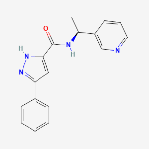 molecular formula C17H16N4O B7547103 3-phenyl-N-[(1S)-1-pyridin-3-ylethyl]-1H-pyrazole-5-carboxamide 
