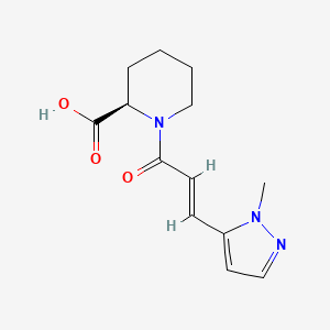 molecular formula C13H17N3O3 B7547174 (2R)-1-[(E)-3-(2-methylpyrazol-3-yl)prop-2-enoyl]piperidine-2-carboxylic acid 
