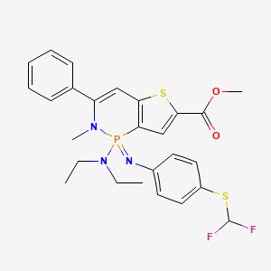 molecular formula C26H28F2N3O2PS2 B7547189 Methyl 1-(diethylamino)-1-[4-(difluoromethylsulfanyl)phenyl]imino-2-methyl-3-phenylthieno[3,2-c]azaphosphinine-6-carboxylate 
