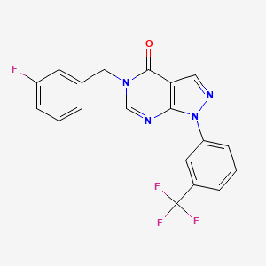 molecular formula C19H12F4N4O B7547229 5-[(3-Fluorophenyl)methyl]-1-[3-(trifluoromethyl)phenyl]pyrazolo[3,4-d]pyrimidin-4-one 