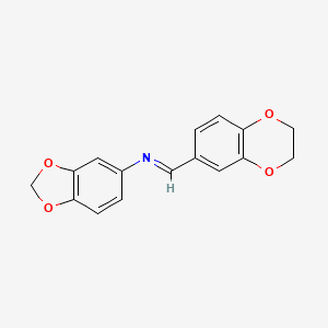 molecular formula C16H13NO4 B7547252 N-(1,3-benzodioxol-5-yl)-1-(2,3-dihydro-1,4-benzodioxin-6-yl)methanimine 