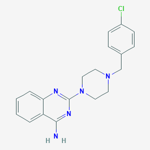 molecular formula C19H20ClN5 B7547268 2-[4-[(4-Chlorophenyl)methyl]piperazin-1-yl]quinazolin-4-amine 