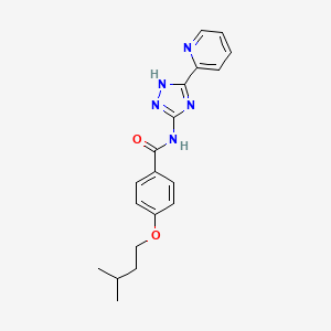 molecular formula C19H21N5O2 B7547311 4-(3-methylbutoxy)-N-(5-pyridin-2-yl-1H-1,2,4-triazol-3-yl)benzamide 