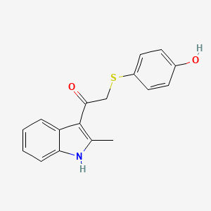molecular formula C17H15NO2S B7547313 2-(4-hydroxyphenyl)sulfanyl-1-(2-methyl-1H-indol-3-yl)ethanone 