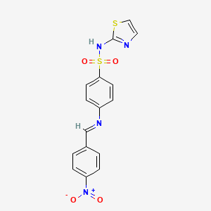 molecular formula C16H12N4O4S2 B7547380 4-{[(E)-1-(4-nitrophenyl)methylidene]amino}-N~1~-(1,3-thiazol-2-yl)-1-benzenesulfonamide 