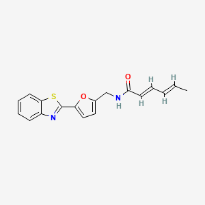 molecular formula C18H16N2O2S B7547405 (2E,4E)-N-[[5-(1,3-benzothiazol-2-yl)furan-2-yl]methyl]hexa-2,4-dienamide 