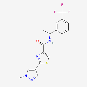 molecular formula C17H15F3N4OS B7547424 2-(1-methylpyrazol-4-yl)-N-[(1R)-1-[3-(trifluoromethyl)phenyl]ethyl]-1,3-thiazole-4-carboxamide 