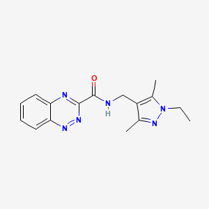 molecular formula C16H18N6O B7547463 N-[(1-ethyl-3,5-dimethylpyrazol-4-yl)methyl]-1,2,4-benzotriazine-3-carboxamide 