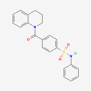 molecular formula C22H20N2O3S B7547495 4-(3,4-dihydro-2H-quinoline-1-carbonyl)-N-phenylbenzenesulfonamide 