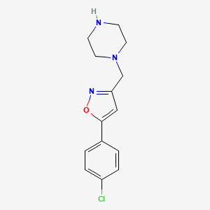 molecular formula C14H16ClN3O B7547508 5-(4-Chlorophenyl)-3-(piperazin-1-ylmethyl)-1,2-oxazole 