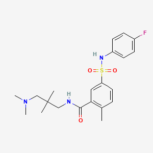 molecular formula C21H28FN3O3S B7547512 N-[3-(dimethylamino)-2,2-dimethylpropyl]-5-[(4-fluorophenyl)sulfamoyl]-2-methylbenzamide 