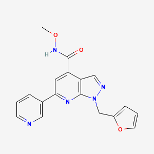 molecular formula C18H15N5O3 B7547524 1-(furan-2-ylmethyl)-N-methoxy-6-pyridin-3-ylpyrazolo[3,4-b]pyridine-4-carboxamide 