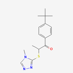 molecular formula C16H21N3OS B7547525 1-(4-Tert-butylphenyl)-2-[(4-methyl-1,2,4-triazol-3-yl)sulfanyl]propan-1-one 